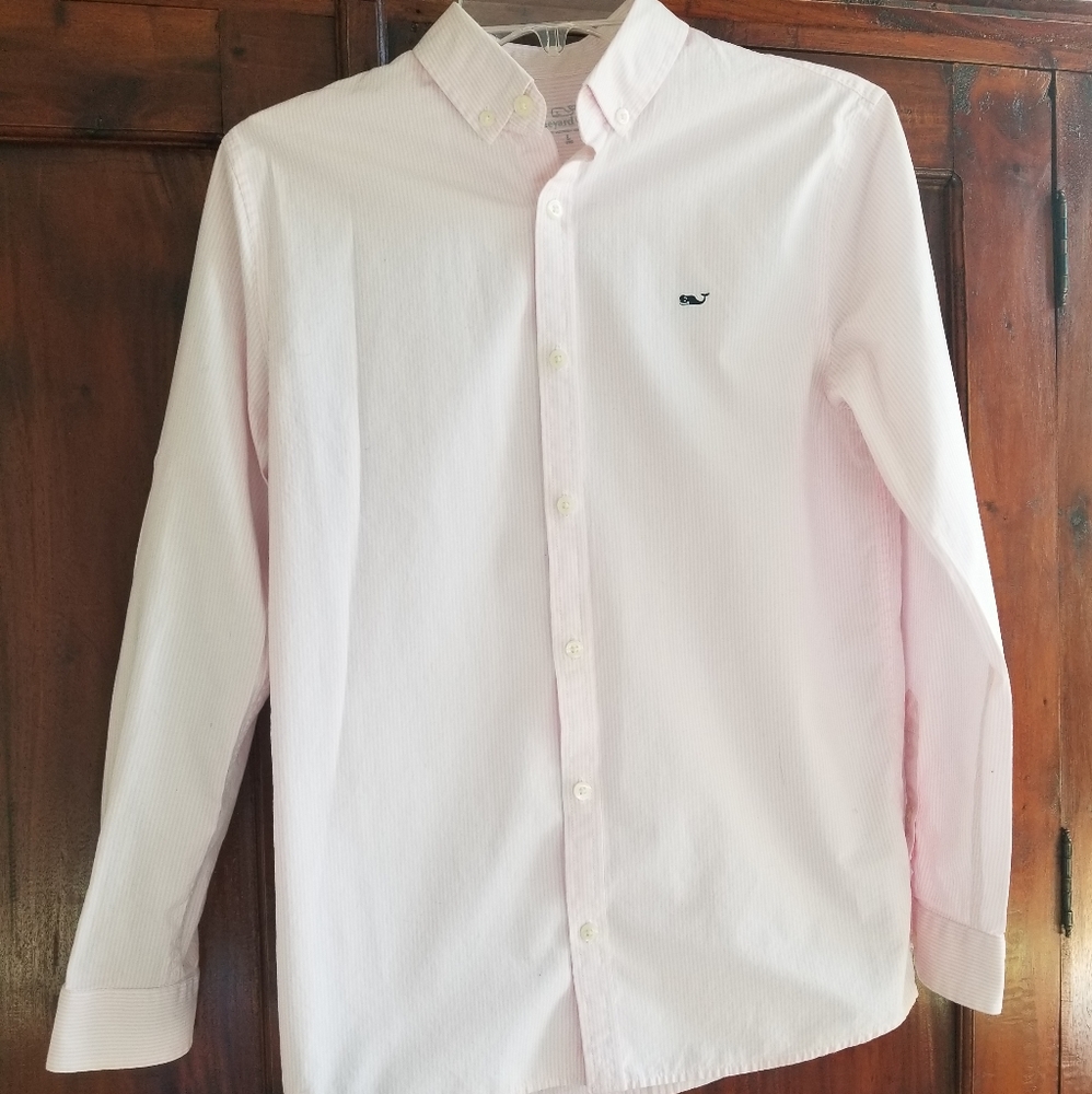 Vineyard Vine, boy size large, pink and white stripes